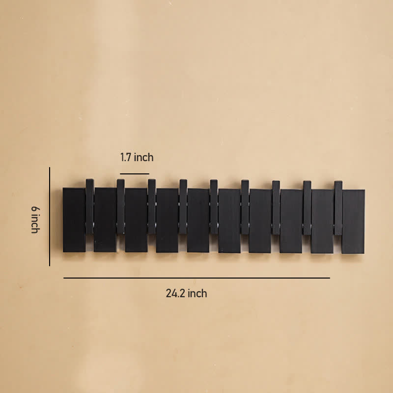 Solid Wood Piano Key Wall Hook - Black - M(9 Hooks)-5.90" W x 24.21" L x 1.33” Th - image 15