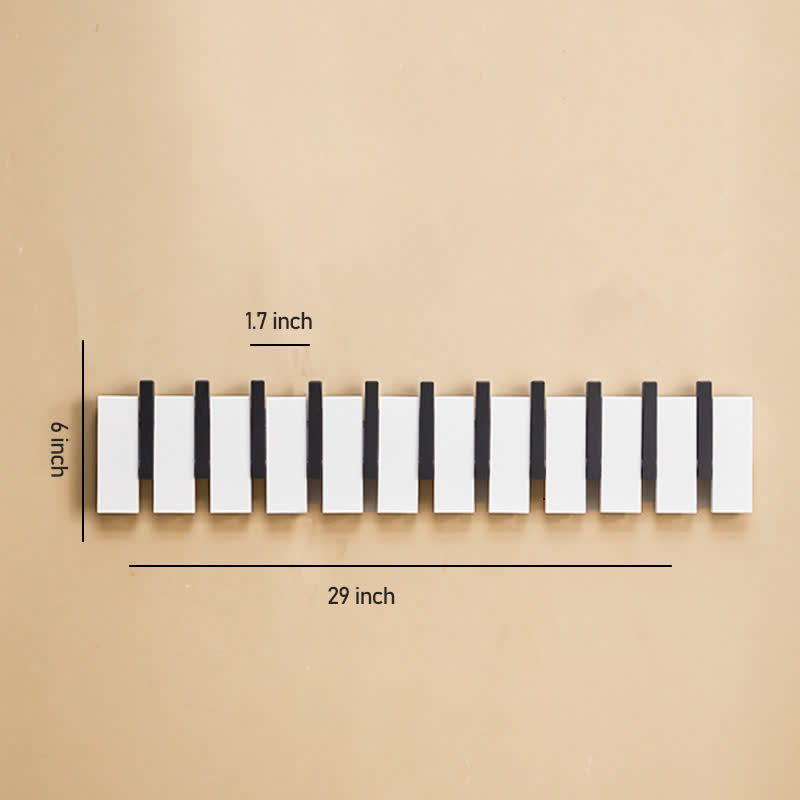 Solid Wood Piano Key Wall Hook - Black&White - L(11 Hooks)-5.90" W x 29.13" L x 1.33” Th - image 20