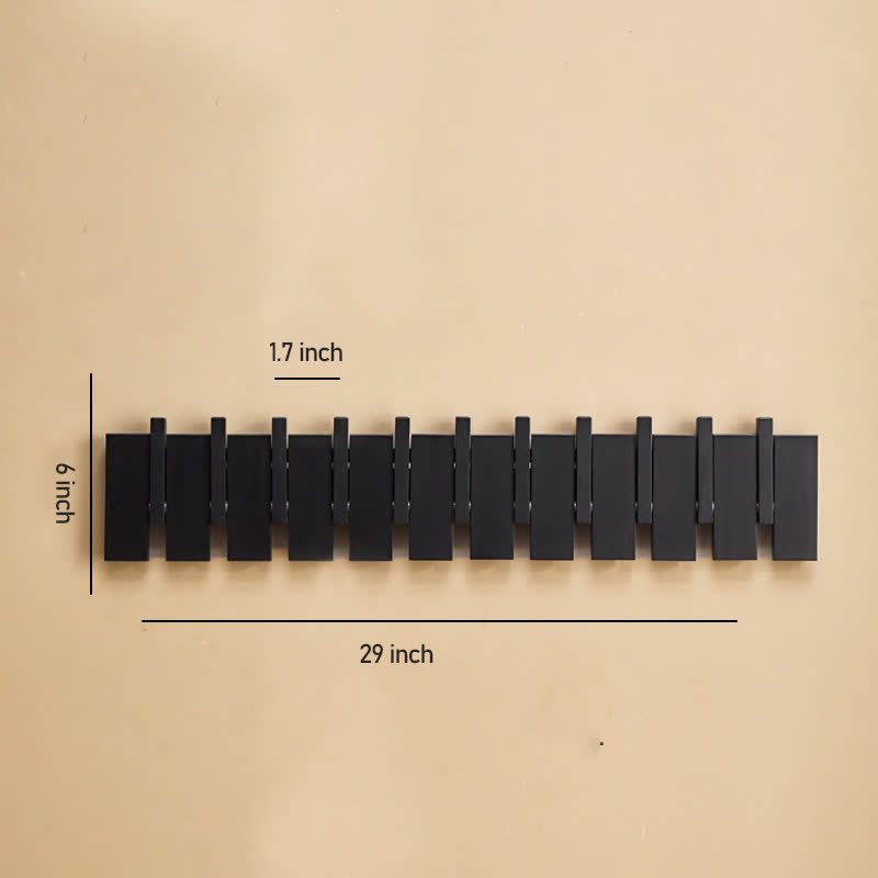 Solid Wood Piano Key Wall Hook - Black - L(11 Hooks)-5.90" W x 29.13" L x 1.33” Th - image 16