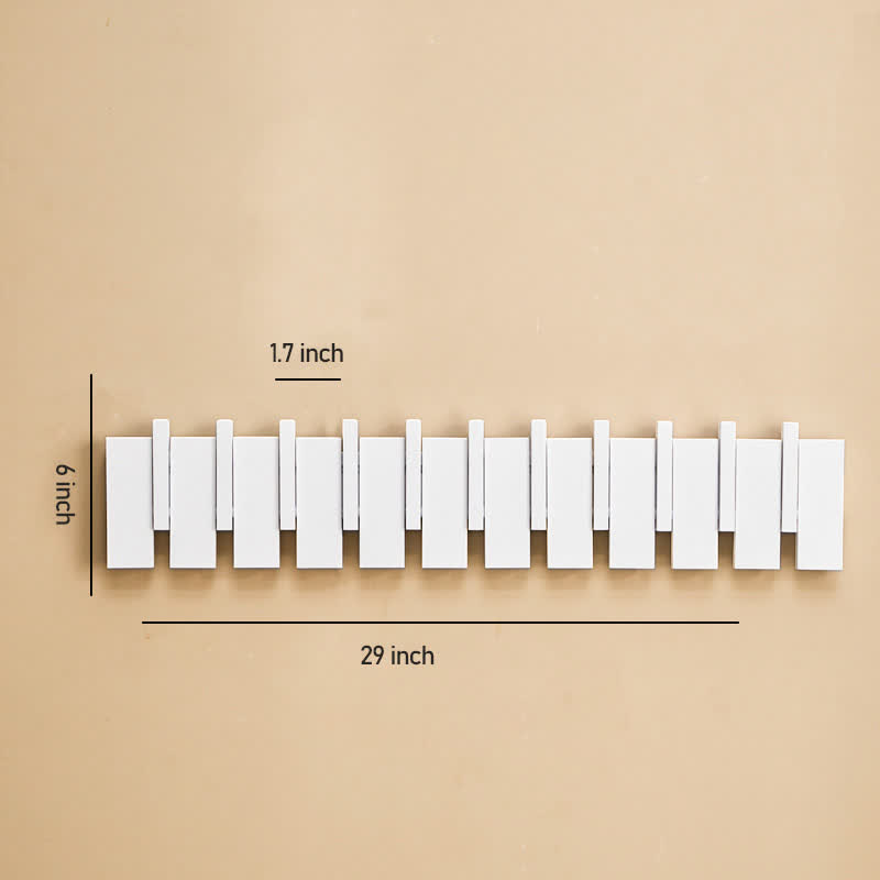 Solid Wood Piano Key Wall Hook - White - L(11 Hooks)-5.90" W x 29.13" L x 1.33” Th - image 12