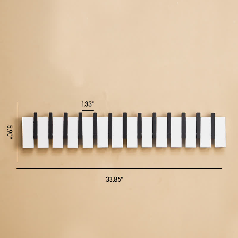 Solid Wood Piano Key Wall Hook - Black&White - XL(13 Hooks）-5.90" W x 33.85 " L x 1.33”Th - image 21