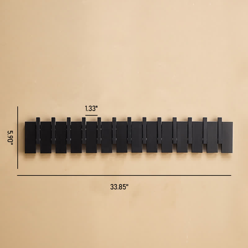 Solid Wood Piano Key Wall Hook - Black - XL(13 Hooks）-5.90" W x 33.85 " L x 1.33”Th - image 17