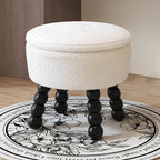 Solid Wood White Storage Small Round Ottoman - image 0