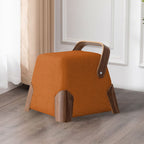 Solid Wood Handle Small Square Ottoman - Dark Orange - image 6