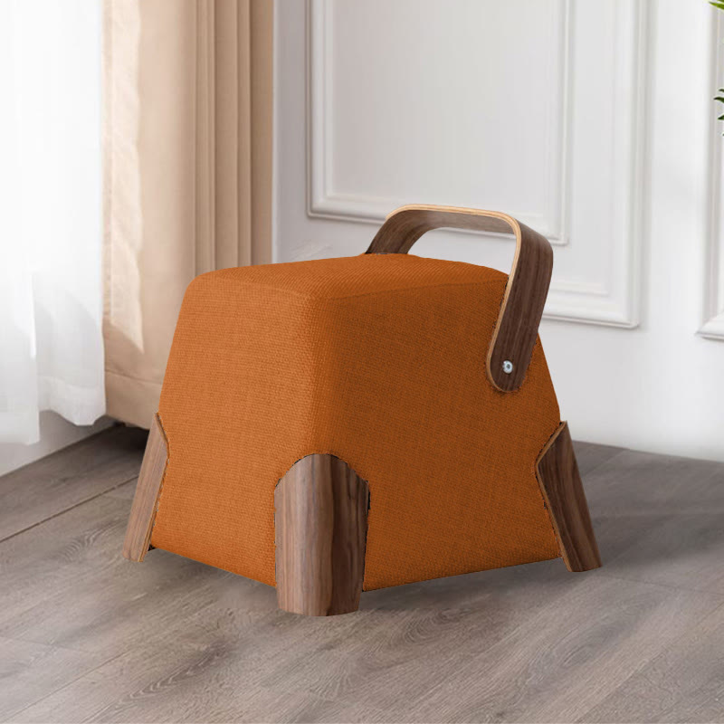 Solid Wood Handle Small Square Ottoman - Dark Orange - image 6
