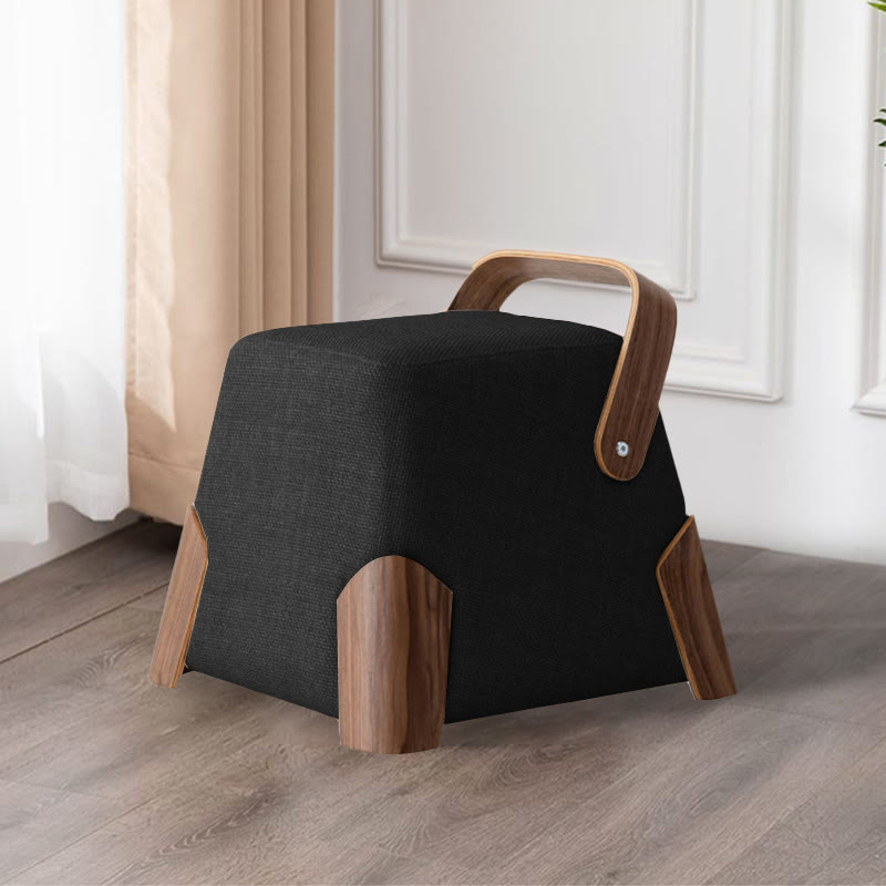 Solid Wood Handle Small Square Ottoman - Black - image 7
