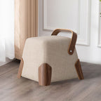 Solid Wood Handle Small Square Ottoman - Beige - image 5