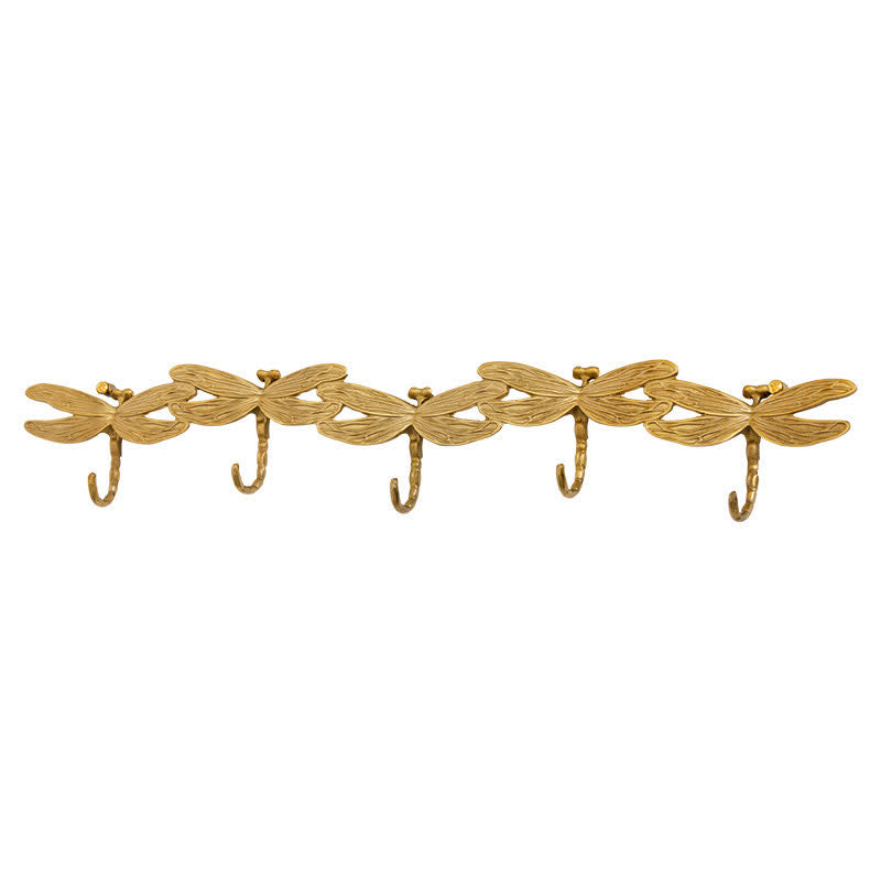 5-Hook Brass Dragonfly Wall Hook