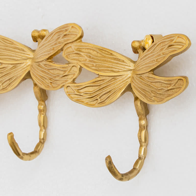 5-Hook Brass Dragonfly Wall Hook