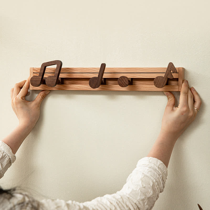 Solid Wood Musical Notes Wall Hook - 4 hooks-2.36"W  x 16.53"L - image 2