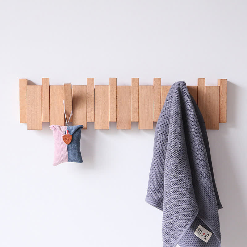 Wood Color Solid Wood Creative Piano Key Wall Hook - image 2