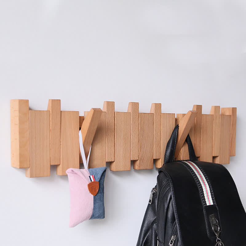 Wood Color Solid Wood Creative Piano Key Wall Hook - image 3