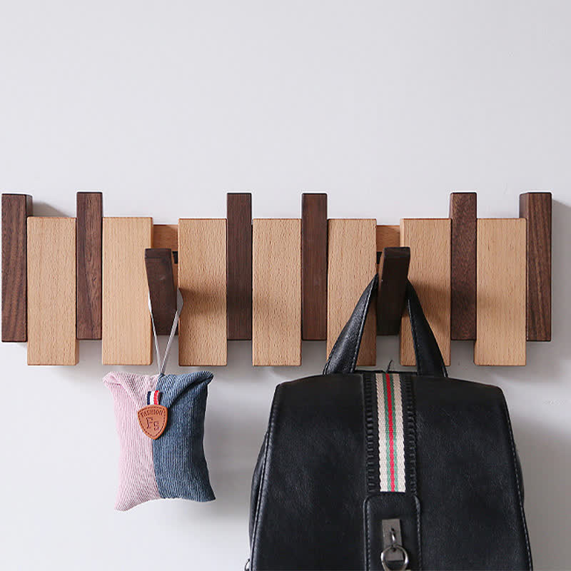 Wood Color Solid Wood Creative Piano Key Wall Hook - image 19