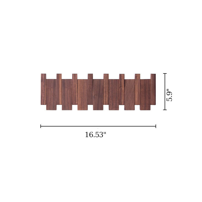 Wood Color Solid Wood Creative Piano Key Wall Hook - Walnut - 6 hooks - image 15