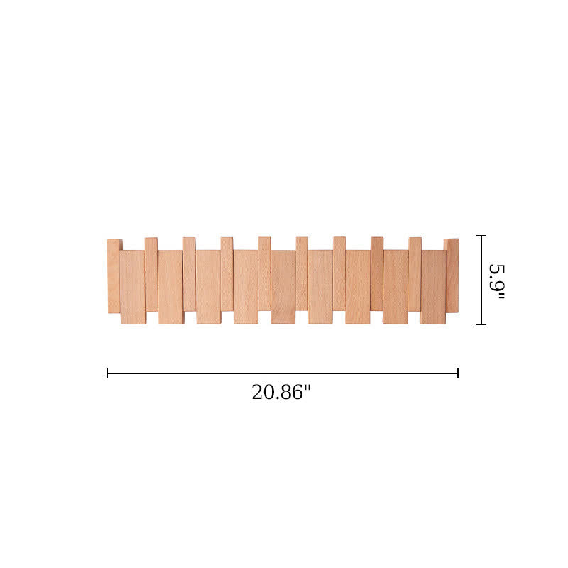 Wood Color Solid Wood Creative Piano Key Wall Hook - Beech - 8 hooks - image 7