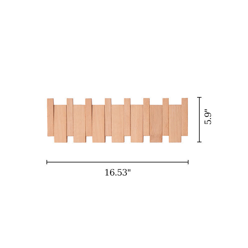 Wood Color Solid Wood Creative Piano Key Wall Hook - Beech - 6 hooks - image 6