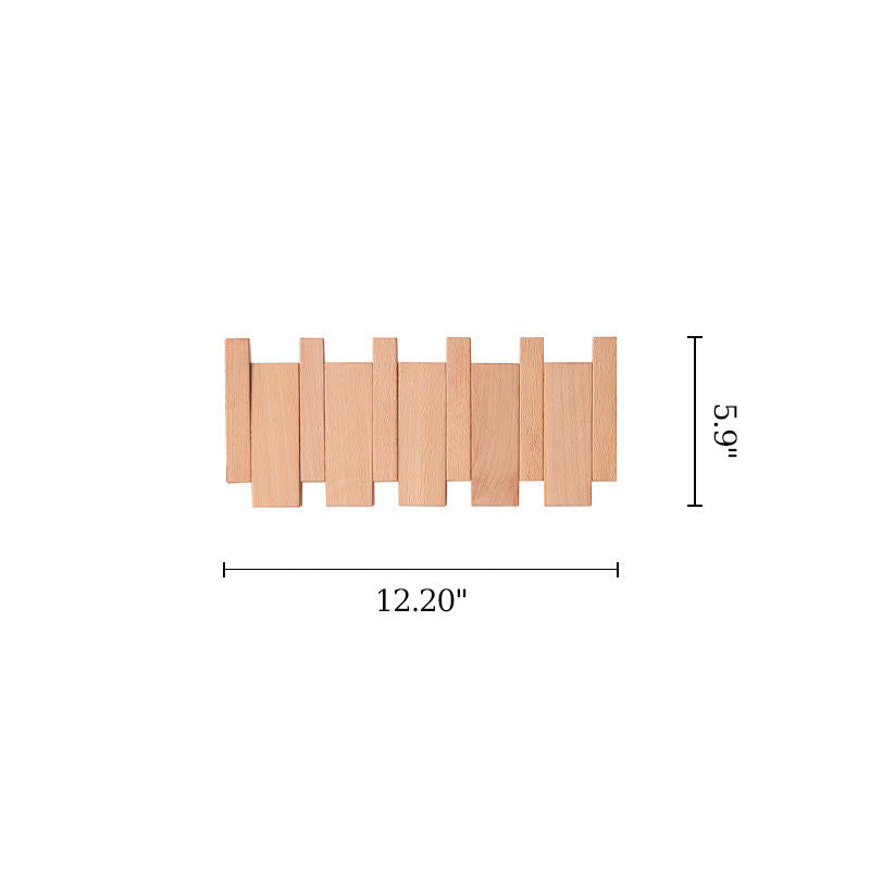 Wood Color Solid Wood Creative Piano Key Wall Hook - Beech - 4 hooks - image 5