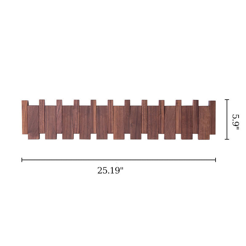 Wood Color Solid Wood Creative Piano Key Wall Hook - Walnut - 10 hooks - image 17