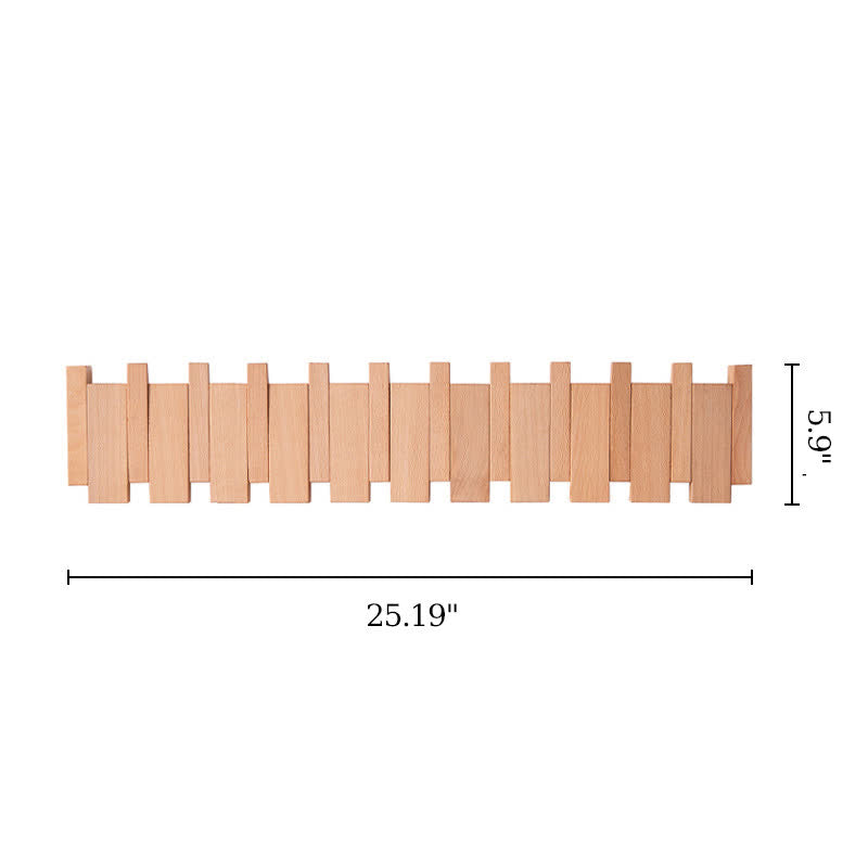 Wood Color Solid Wood Creative Piano Key Wall Hook - Beech - 10 hooks - image 8