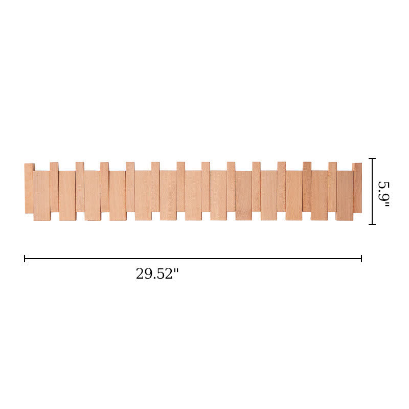 Wood Color Solid Wood Creative Piano Key Wall Hook - Beech - 12 hooks - image 9