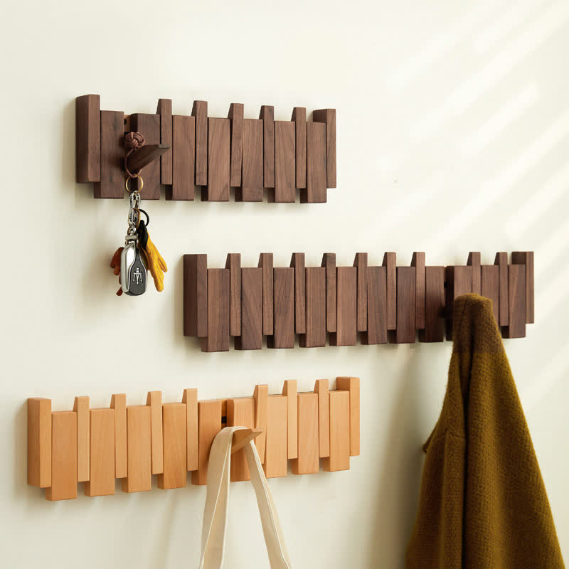 Wood Color Solid Wood Creative Piano Key Wall Hook - image 0