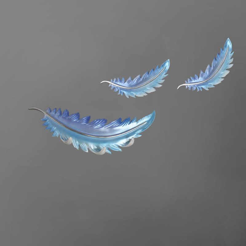 Creative Feather Decorative Wall Hook - Style 3 ( 3 hooks+2 pcs no hook) - Blue - image 12