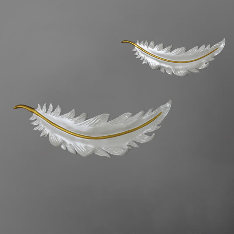 Creative Feather Decorative Wall Hook - Style 4 (3 hooks+4 hooks) - White - image 4