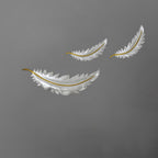 Creative Feather Decorative Wall Hook - Style 3 ( 3 hooks+2 pcs no hook) - White - image 3
