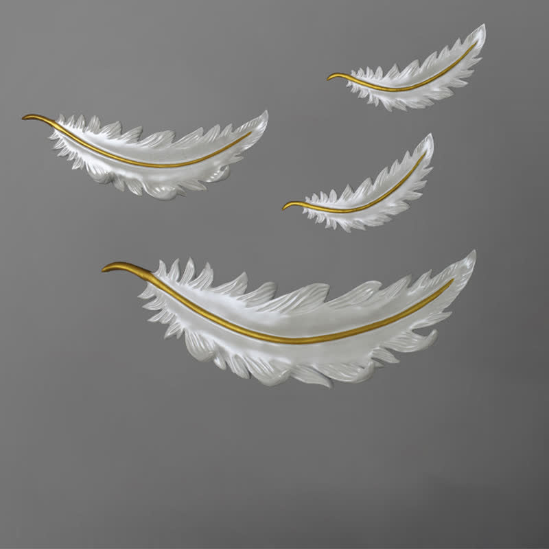 Creative Feather Decorative Wall Hook - Style 1（4 hooks+3 hooks+ 2 pcs no hook) - White - image 2