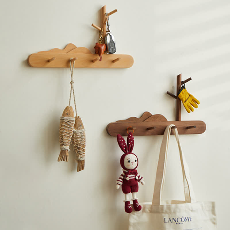 Solid Wood Cloud Shape Wall Hook