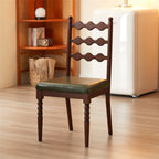 Solid Wood Backrest Household Dining Chair - Green - image 0