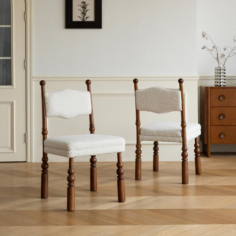 Vintage Solid Wood Lamb Velvet Dining Chair - image 3