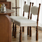 Vintage Solid Wood Lamb Velvet Dining Chair - image 4