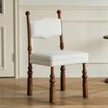 Vintage Solid Wood Lamb Velvet Dining Chair - White - image 0