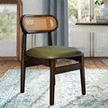 Solid Wood Resin Imitation Rattan Backrest Dining Chair - Green - image 0