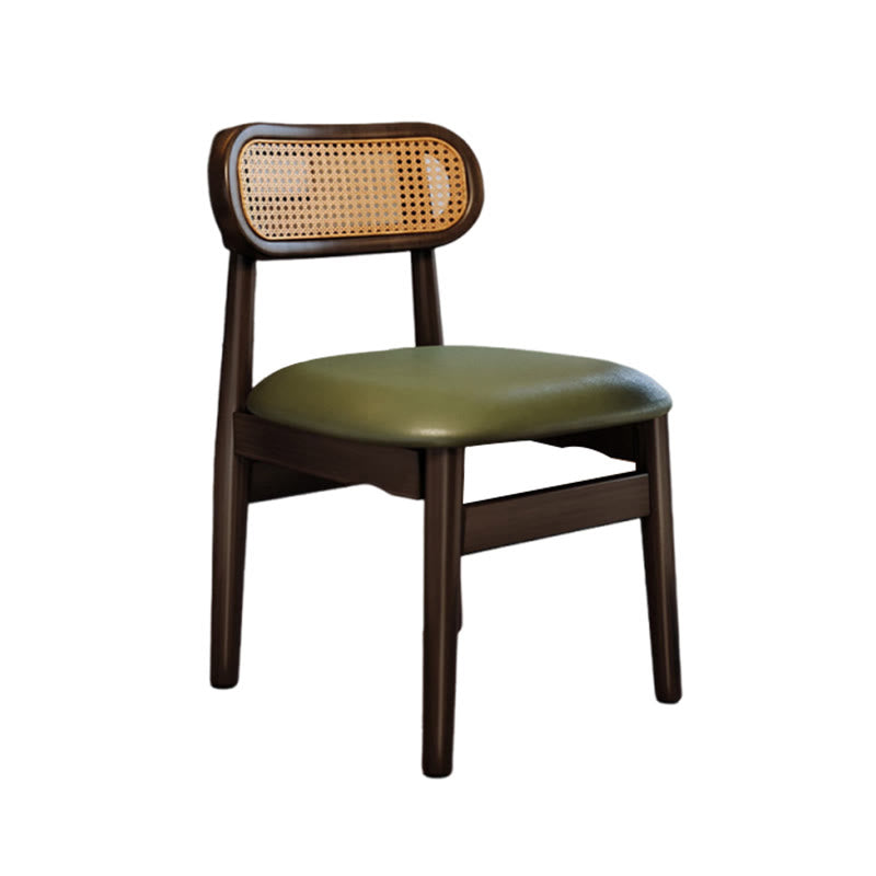 Solid Wood Resin Imitation Rattan Backrest Dining Chair - image 1