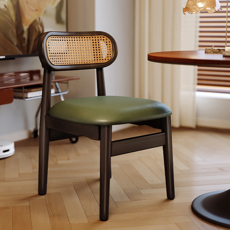 Solid Wood Resin Imitation Rattan Backrest Dining Chair - image 2