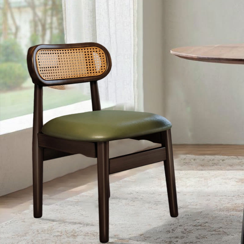Solid Wood Resin Imitation Rattan Backrest Dining Chair - image 3