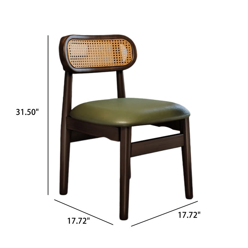 Solid Wood Resin Imitation Rattan Backrest Dining Chair