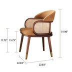 Solid Wood Rattan Flannel Dining Chair With Backrest  - image 7