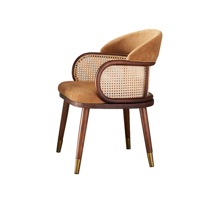Solid Wood Rattan Flannel Dining Chair With Backrest  - image 1