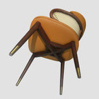 Solid Wood Rattan Flannel Dining Chair With Backrest  - image 4