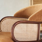 Solid Wood Rattan Flannel Dining Chair With Backrest  - image 5