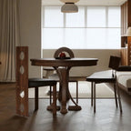 2xVintage Solid Wood Round Hole Backrest Dining Chair - image 5