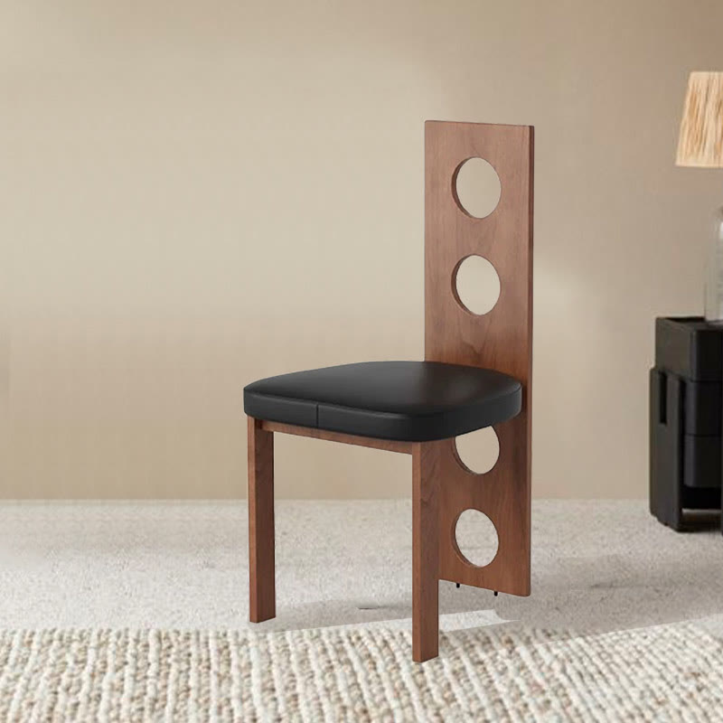 2xVintage Solid Wood Round Hole Backrest Dining Chair