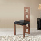 2xVintage Solid Wood Round Hole Backrest Dining Chair - image 0