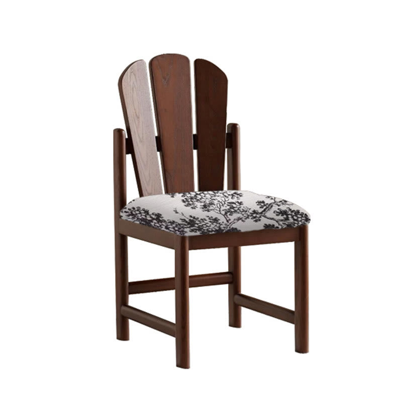 Peacock-shaped High-back Solid Wood Dining Chair