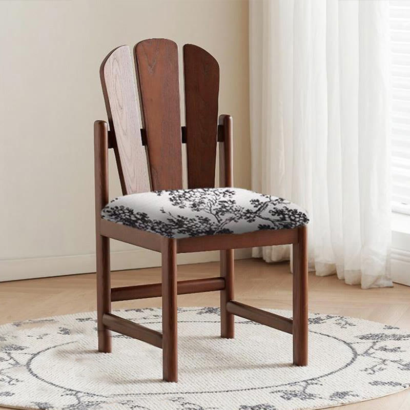 Peacock-shaped High-back Solid Wood Dining Chair
