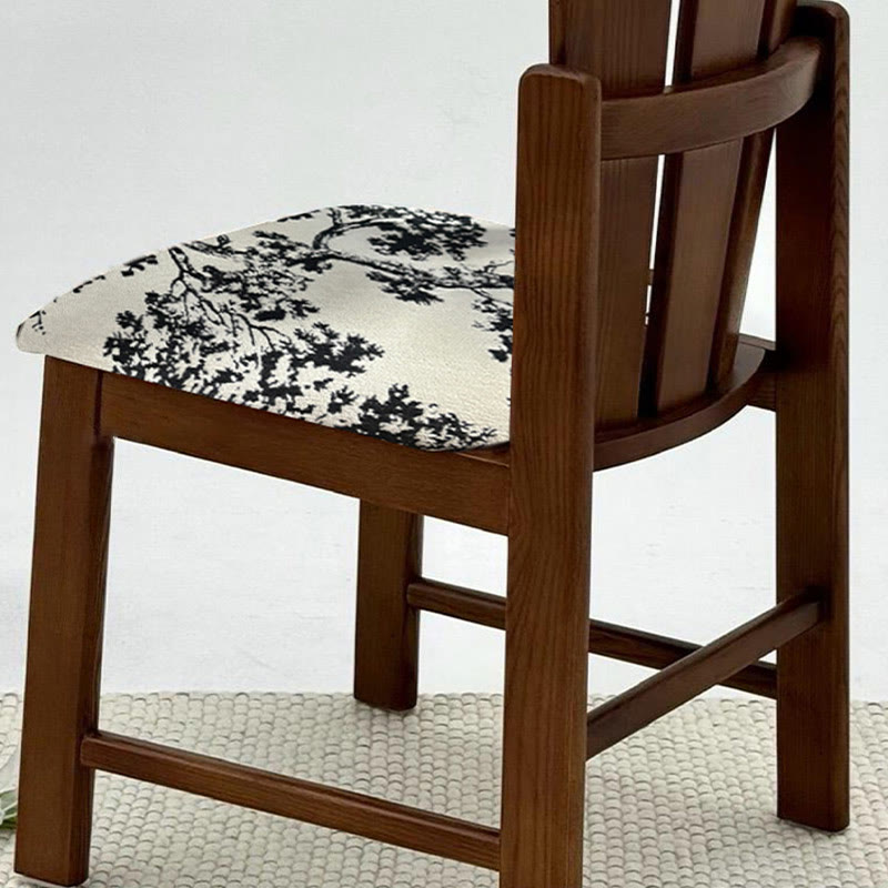 Peacock-shaped High-back Solid Wood Dining Chair