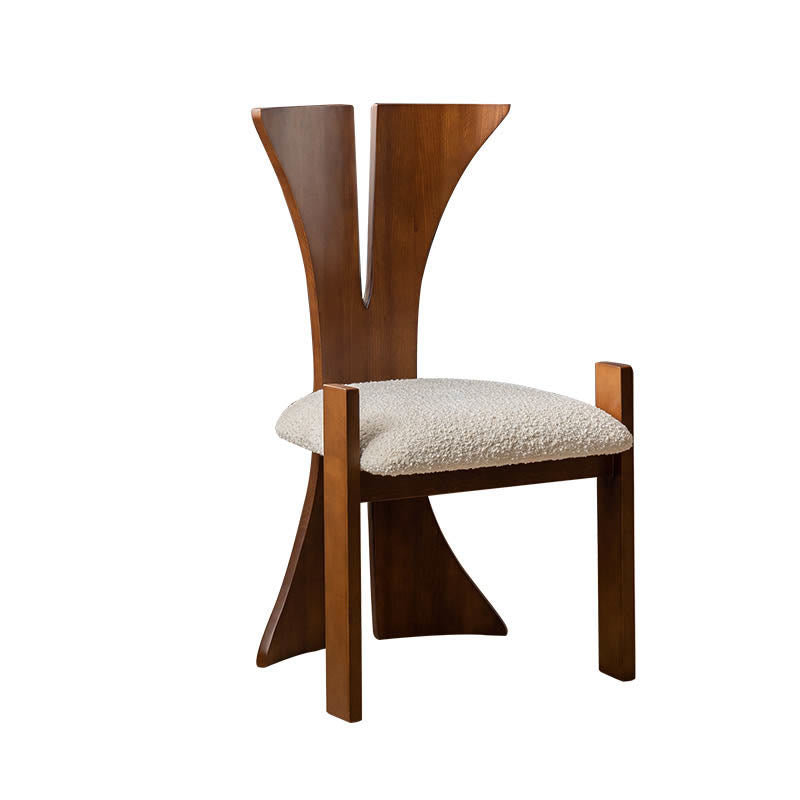 Walnut High-back Armless Dining Chair